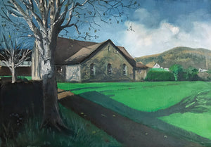 The Church, Taff's Well - oil on paper