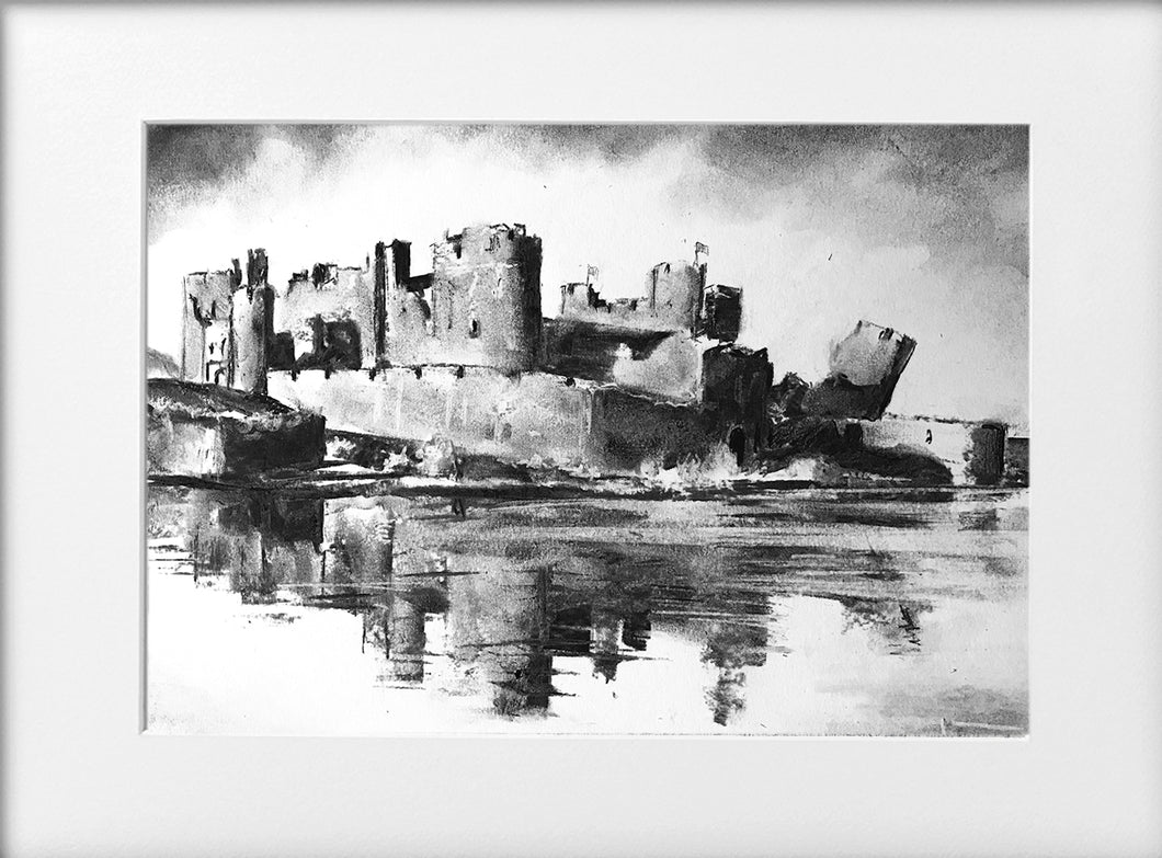 Mounted Print - (Unframed) - Caerphilly Castle no 2