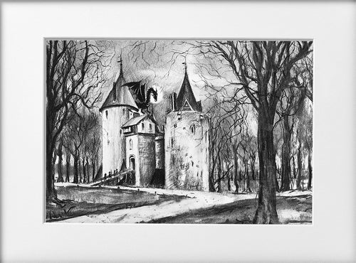 Mounted Print - (Unframed) - Castell Coch and the dragon