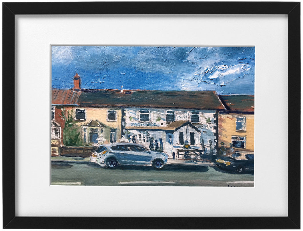 Signed Print - Framed - 'Fagins pub Taffs Well'