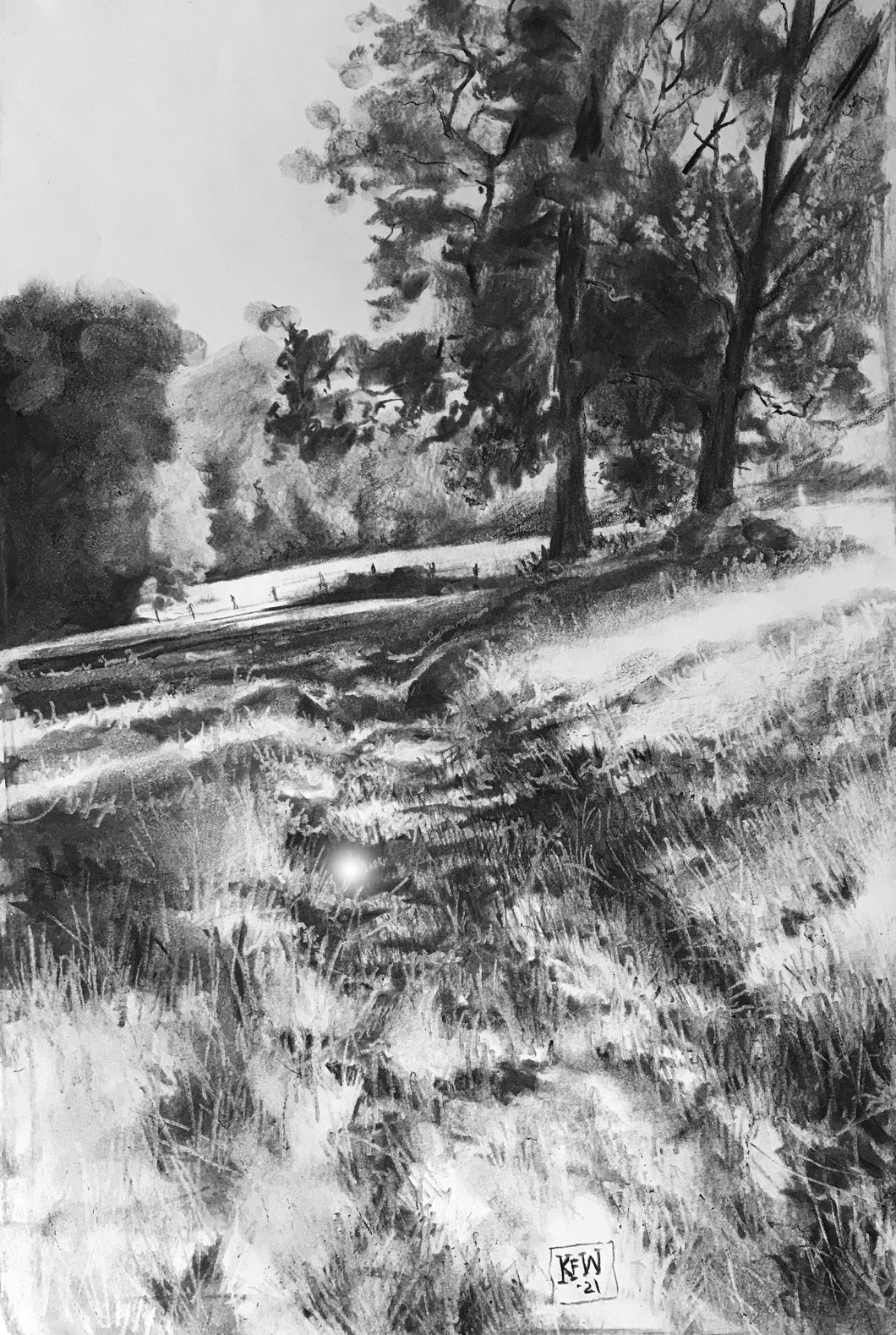 Farm Tracks - Charcoal on paper