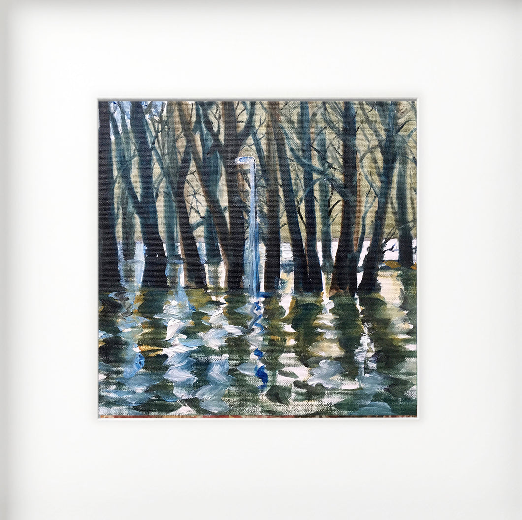 Mounted Print - (Unframed) - Lamp post during Storm Dennis