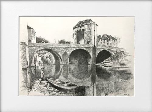Mounted Print - (Unframed) - Monnow Bridge, Monmouth
