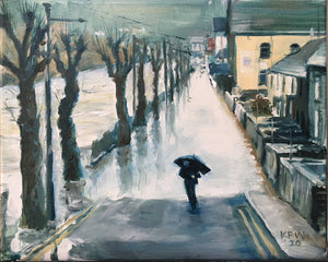 Pontypridd after storm Dennis - oil on canvas
