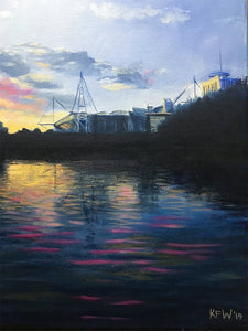 Rugby Art Wales - Principality Stadium on the Taff