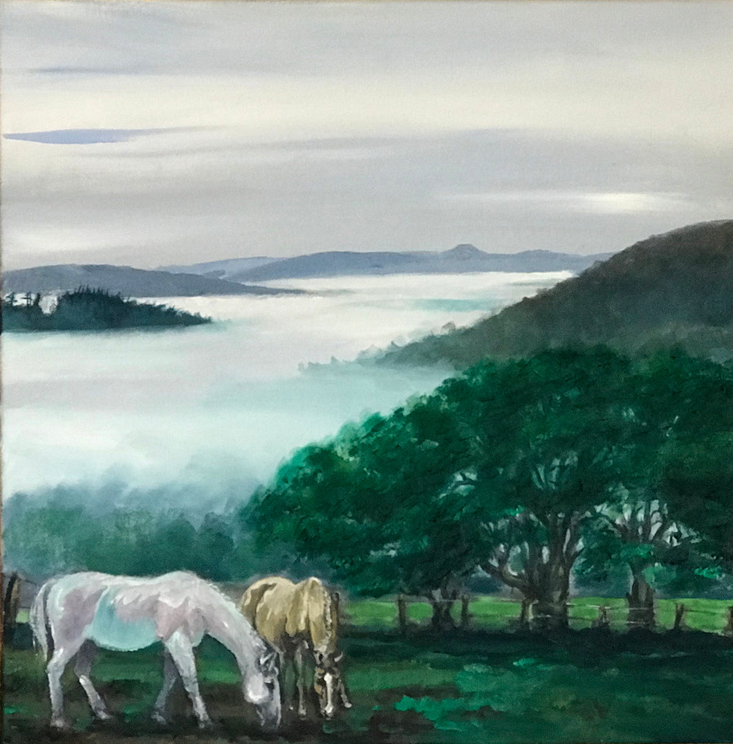 Sea mist, the Taff vale - oil on canvas