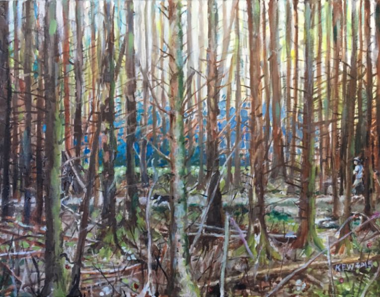 Oil painting on canvas of the stunning Fforest Fawr woodland close area bordering Ty Rhiw, Taff's Well.