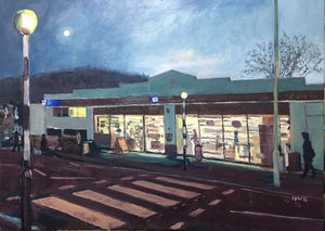 Original oil painting on canvas of the iconic Taff's Well Co-op building