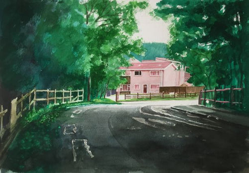 An original watercolour painting of the 'new' houses which were built around 1968 in Ty Rhiw , Taff's Well