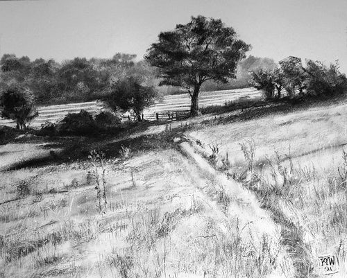 Walking to Pentyrch - Charcoal on Paper