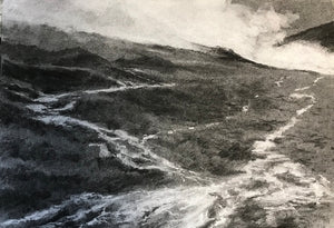 Water and gravity, Snowdonia - Charcoal on Paper