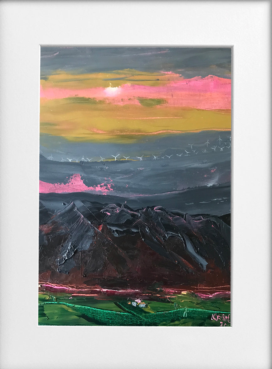 Mounted Print - (Unframed) - Wind turbines South Wales